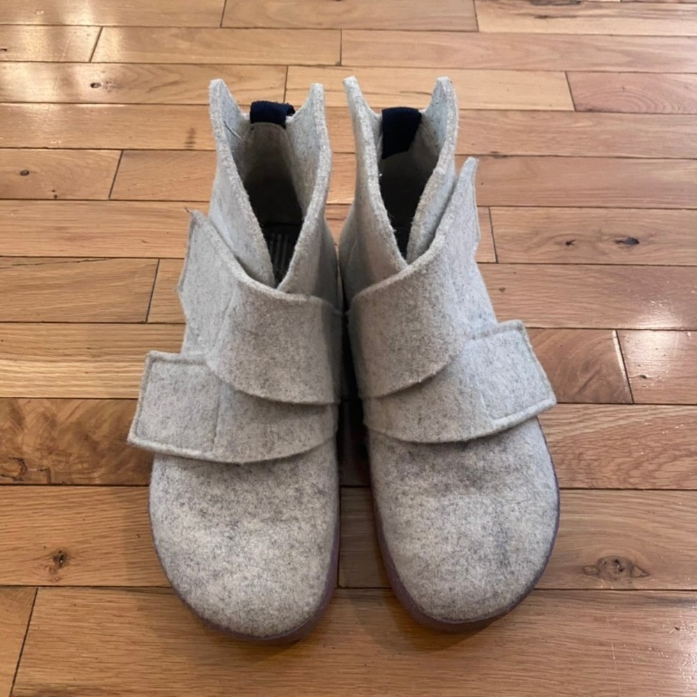 Asportuguesas Women Wool Felt Ankle Boots Grey Purple Cork Sole Size 40 Portugal